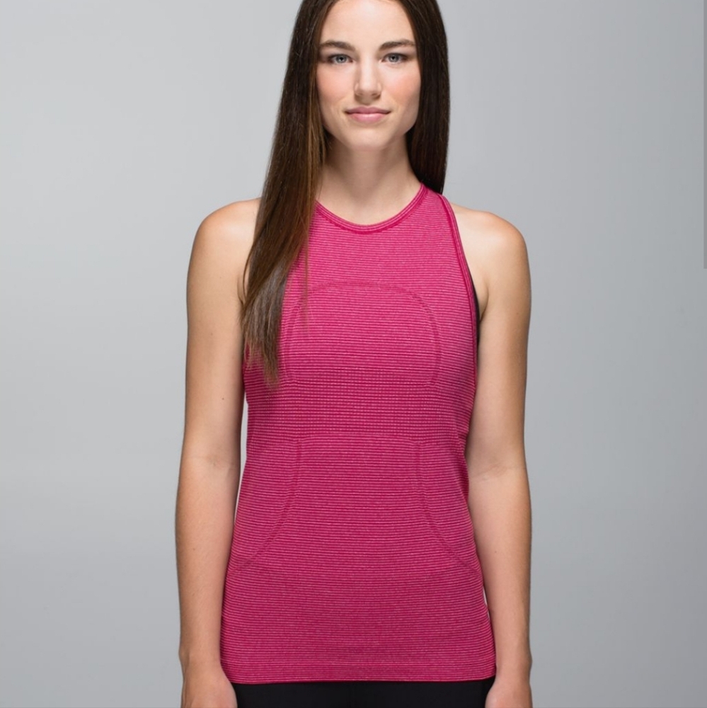 Lululemon Run: Swiftly Tech TankTonka Stripe Heathered Bumble Berry Sz 4